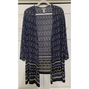 Catherine’s Open Front Lightweight Cardigan Chevron Shaped Eyelets Size 1X (V14)